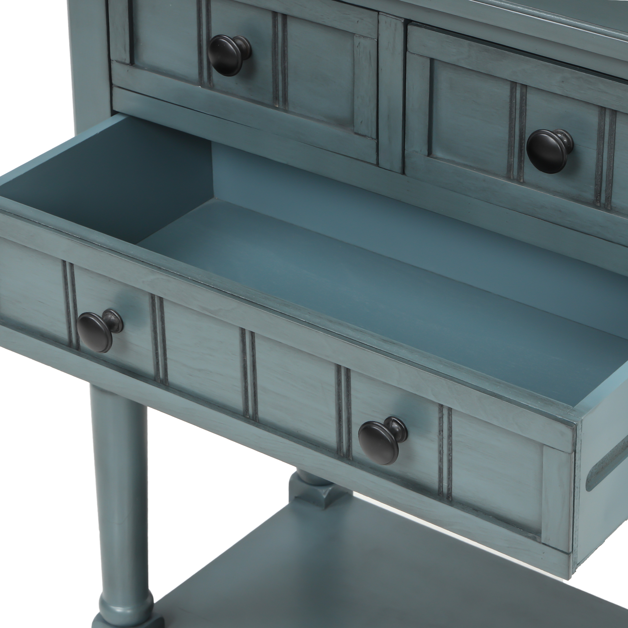 EUROCO 23" Narrow Console Table Sofa Table, Wood Table with 3 Storage Drawers and Bottom Shelf for Living Room, Easy Assembly, Navy
