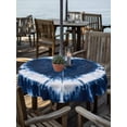 thumbnail image 3 of Round Outdoor Tablecloth With Umbrella Hole And Zipper– Retro Abstract Tie Dye Love Waterproof Patio Table Cover for Party, Picnic, Backyard, 60" Dia. , Midnight Blue, 3 of 8