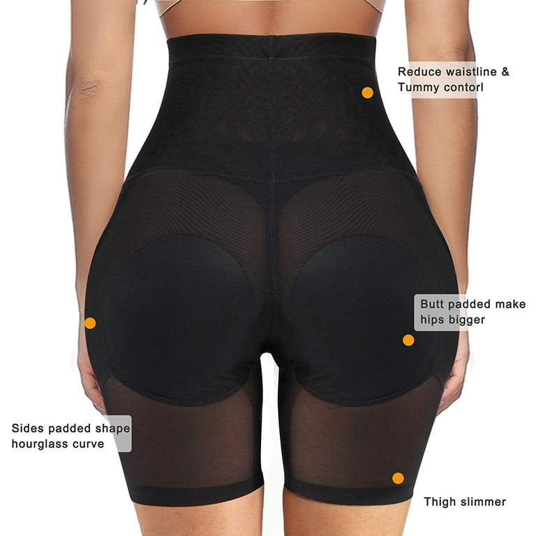 Irisnaya Shapewear for Women Butt Lifter Tummy Control Panties Body Shaper  Padded Hip Enhancer Seamless Underwear Hi-Waist Short(Black Large) 