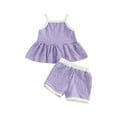 thumbnail image 2 of Musuos Toddler Girl Summer Outfits 6 12 18 24M 3 4T Flower Pattern Straps Sleeveless Tank Tops Elastic Waist Shorts 2Pcs Clothes Set, 2 of 10