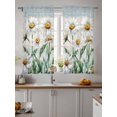 thumbnail image 2 of Vintage Flowers Tier Curtains 45 Inch Length,Sheer Curtains for Bedroom Living Room Window White Daisy Spring Floral Summer Botanical Small Half Window Kitchen Curtains & Drapes 27.5"x45" 2 Panels, 2 of 6