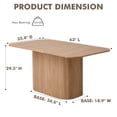 thumbnail image 2 of 63" Dining Table for 4 Person, [Rounded Corners] [Striped Pedestal Base] Farmhouse Modern Rectangle Kitchen Dinner Table, Beige, 2 of 7