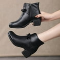 thumbnail image 5 of Fesfesfes Ankle Boots for Women Soft Faux-Leather Mid Heel Bowknot Boots Lace Up Boots For Women 7(39), 5 of 8