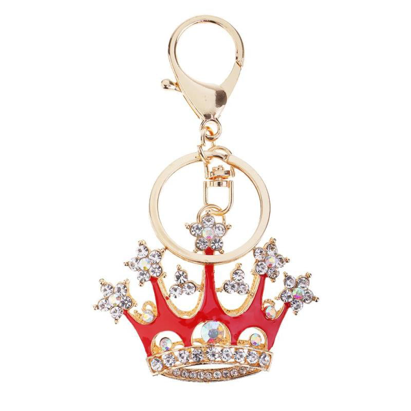as described LoveinDIY Crown Crystal Keychains Keyrings Car Women Purse Bag Key Chain Pink Black