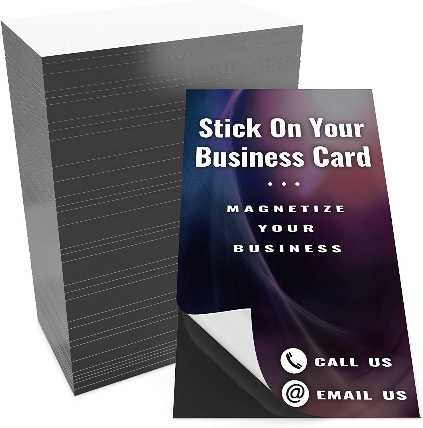 Retail Genius Pro-Grade Adhesive Business Card Magnet 50pk Blank Peel-and-Stick Magnetizers Turn Company Cards Into Magnetic Contact Info Strong Flexi