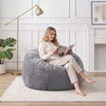 thumbnail image 3 of LOGYAT 3.5ft Bean Bag Chair, Memory Foam Filling, Washable Suede Cover, Reinforced Zipper, for Kids, Teens, Adults, Light Gray, 3 of 7