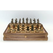 Skeleton Kings Resin Chessmen on Walnut Maple Chest