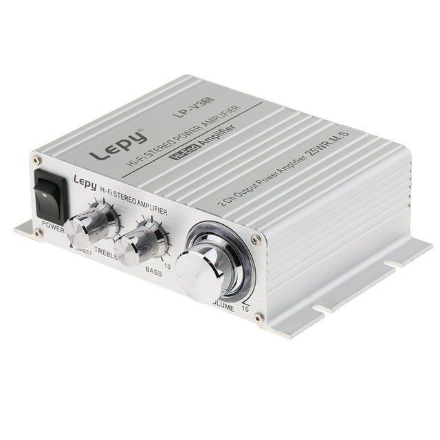 Mini Amplificador de coche Baoblaze Hi 2 * 25W BASS DC 12V 3.5mm Amplificador de audio para automóvil