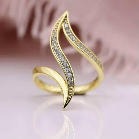 K-KED Women Elegant Cubic Zirconia Wedding Rings Gold plated Delicate Jewelry Size 6-10-8