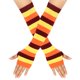 thumbnail image 1 of Granjero Gordo Guantes largos sin dedos a rayas, calentadores de brazos de punto para el invierno, adecuados para fiestas de punk rock/juegos de rol - Amarillo Naranja Marrón, 1 of 5