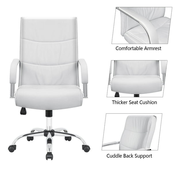 Lacoo Faux Leather High-Back Executive Ergonomic Office Desk Chair, White