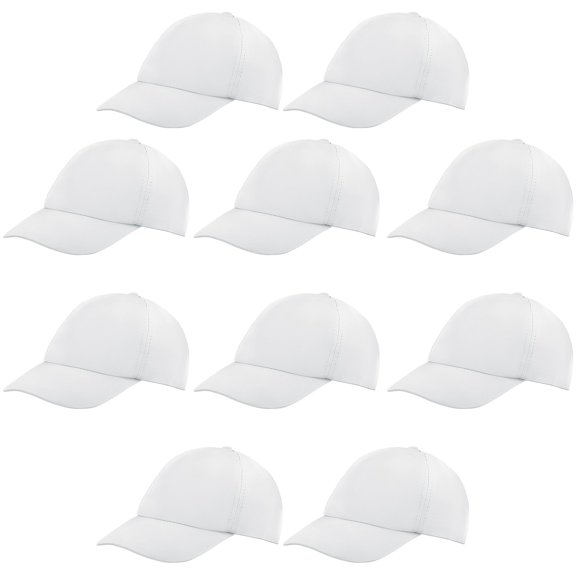 Gorras IJRPLM blancas de béisbol, pack de 10, talla infantil