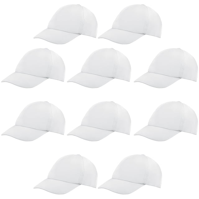 Gorras IJRPLM blancas de béisbol, pack de 10, talla infantil