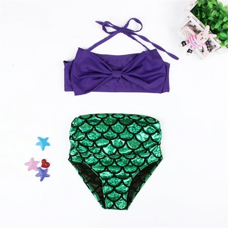 

nsendm Toddler Girl Swimsuit Bowknot Strap Top Bathing Suit Swimwear Fish Scales Shorts Bathing Suit for Toddlers Girl Swimwear Green 4 Years