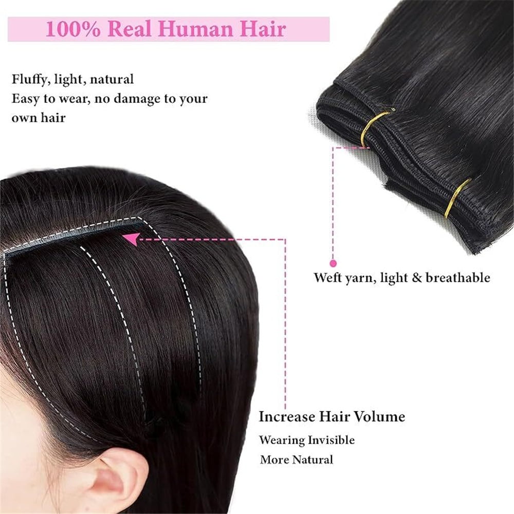 10-26 Inch Clip in Human Hair Extensions 120g 8Pcs Brazilian Remy Hair Clip in Extensions Double Weft Straight Hair Extensions with 18 Clips
