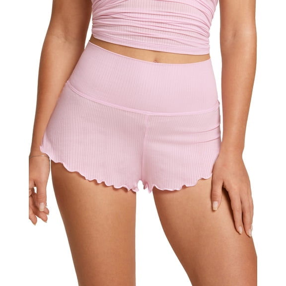 Delimira Women's Natrelax Pajamas Shorts Modal Ribbed Sleep Ruched Cute Mini Cozy Lounge Sleepwear Bottom