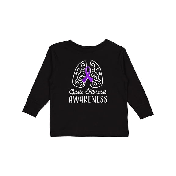 Inktastic Cystic Fibrosis Awareness with Ribbon and Lungs Boys or Girls Long Sleeve Toddler T-Shirt