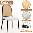 thumbnail image 3 of Rattan Dining Chairs Set of 4, Mid Century Modern Dining Chairs Upholstered Boucle Kitchen Chairs, Armless Mesh Back Cane Chairs with Metal Gold Legs for Kitchen, Dining Room, White, 3 of 6