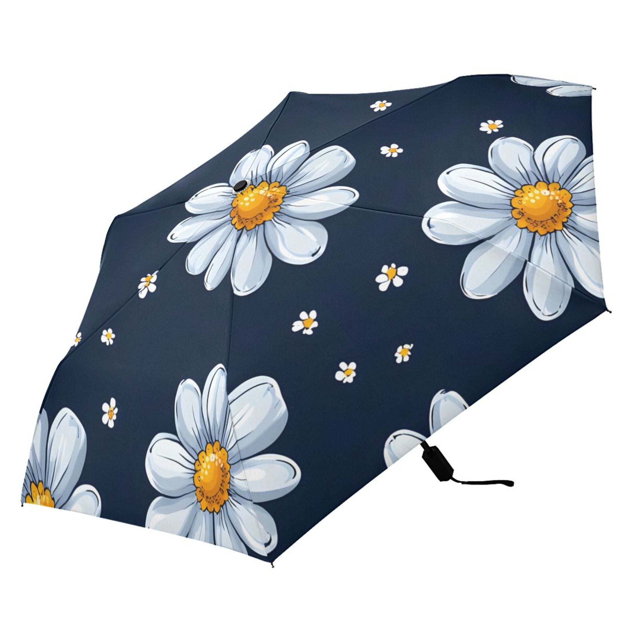 ALAZA Daisy Floral UPF 50+ Compact Folding Umbrella for Rain Travel Umbrella Packable
