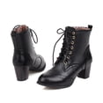 thumbnail image 2 of Chenyee Women's Lace Up Ankle Boots Pointed Toe Chunky Heel Short Booties Comfortable Dress Shoes, 2 of 3