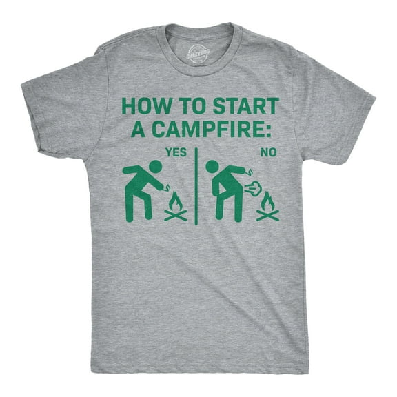 Mens Funny T Shirts How to Start A Campfire Sarcastic Camping Graphic Novelty Tee for Men Graphic Tees