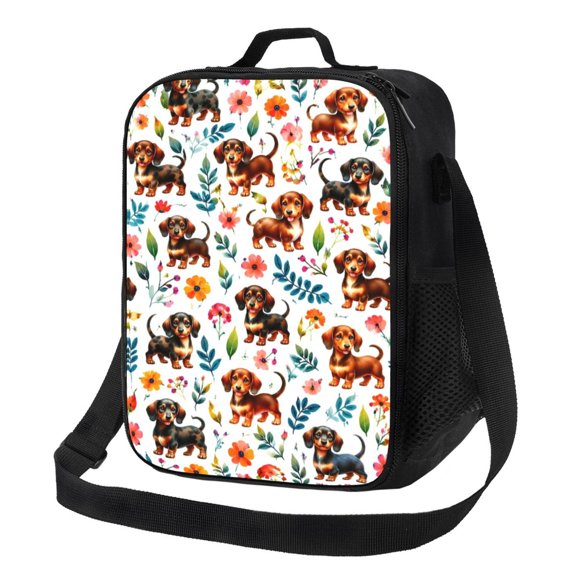 Dachshund Dog Lunch Bag Insulated Thermal Lunch Box with Shoulder Strap & Handle for Women and Men