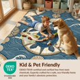 thumbnail image 4 of Design&I 9'x12' Washable Area Rug Sleek Flatweave Pet Friendly Round Ocean Map Nautical Compass Motif Themed Turtle Vintage Refined Structured for Master Suite, Under Bed, 4 of 7