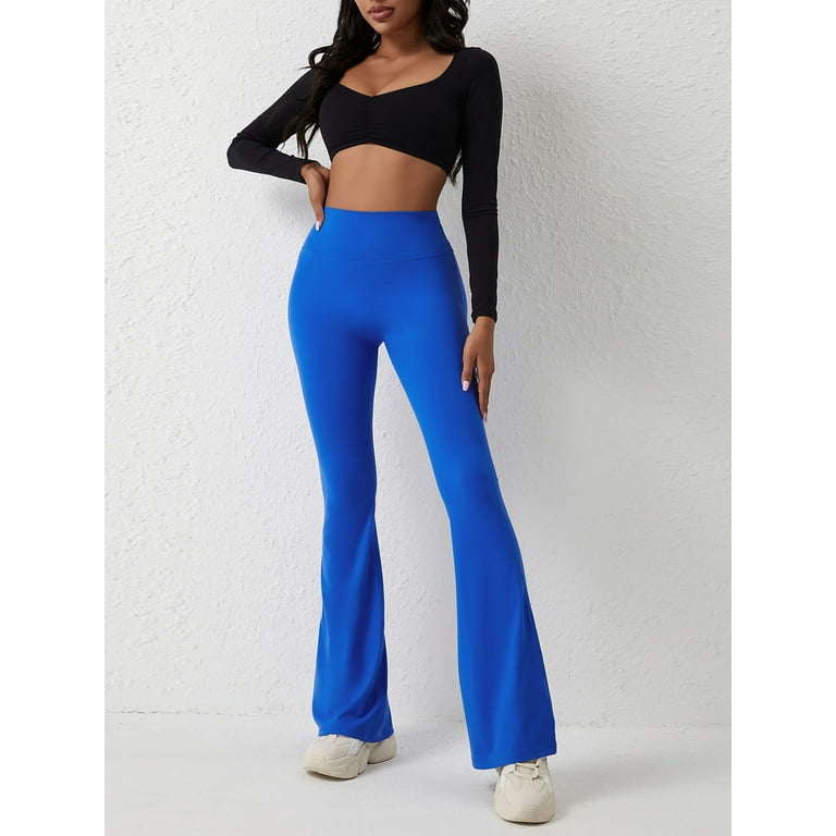 Shunvnny Women's Flared Pants High-waisted Flared Pants Retro Stretch  Slimming Bell-bottom Pants Solid Color Spring Fall Yoga Sports Leggings