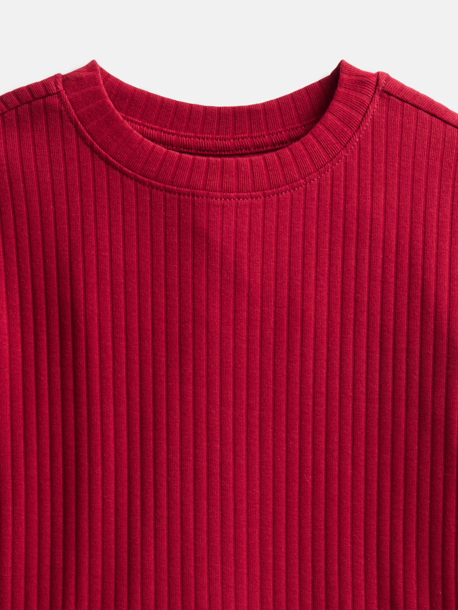 Wonder Nation Girls' Ribbed Knit Top with Short Sleeves, Sizes 4-18 & Plus