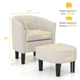 thumbnail image 4 of Costway Barrel Club Chair with Ottoman Set Footrest Curved Back & Removable Seat Cushion Beige, 4 of 10