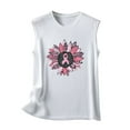 thumbnail image 4 of ZQUUVOU Women's Sleeveless Tank Top Round Neck Breast Cancer Awareness Printed Casual Solid Color Blouse Summer Outfits White, 4 of 5