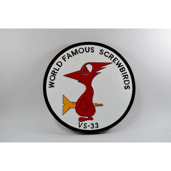VS-33 Screwbirds Plaque, 14, Mahogany, Navy