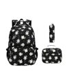 thumbnail image 1 of Mochila ligera con estampado de margaritas para escuela primaria, ideal para adolescentes. Negro, 1 of 9