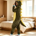 thumbnail image 5 of LEKWK Adult Onesie Pajamas Plush Fleece Animal Halloween Costume Sleepwear Long Sleeve Winter Warm Cozy Loungewear One Piece Nightwear Yellow L, 5 of 5
