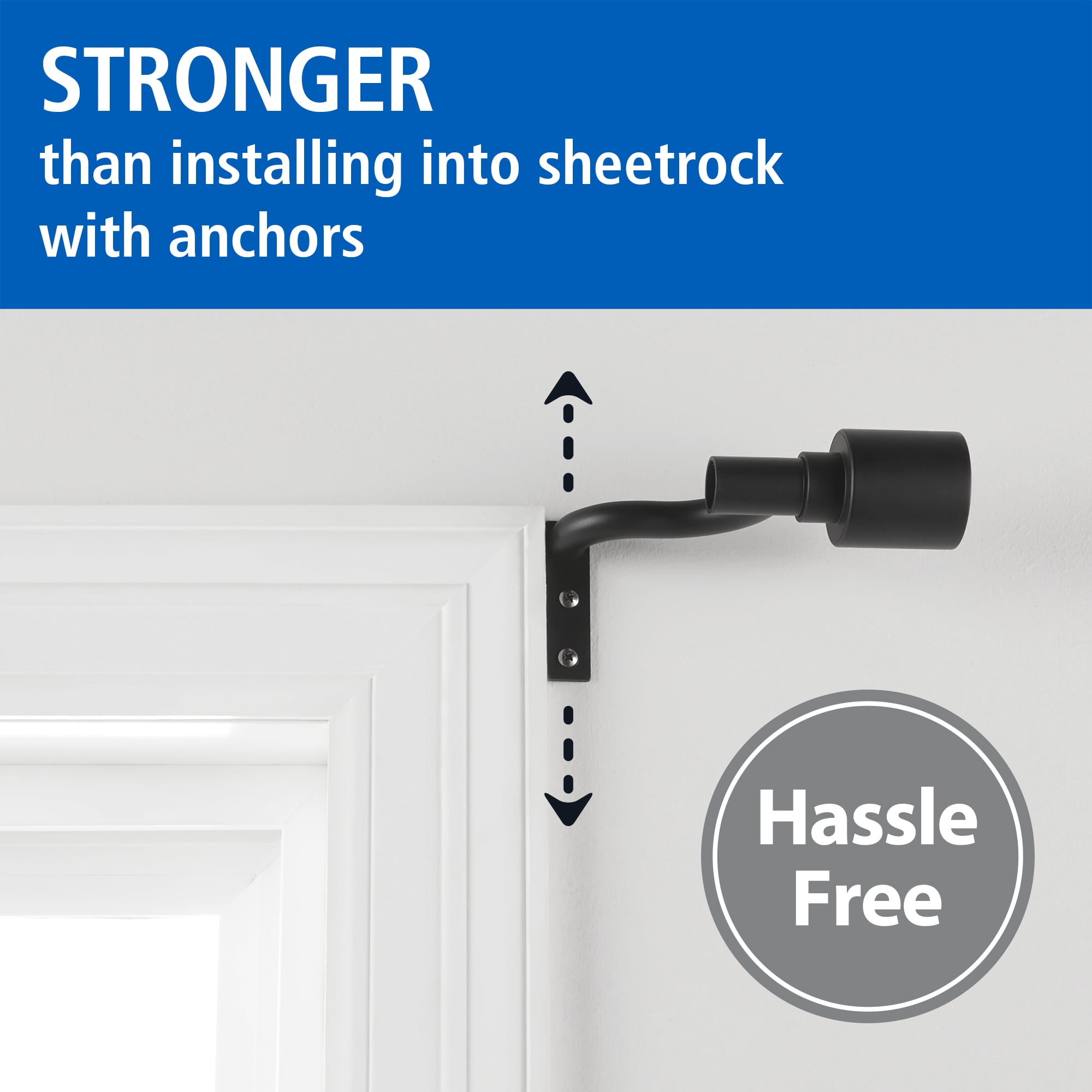 Mainstays Easy Hang Curtain Rod, Adjustable 30-84 Inches, Matte Black
