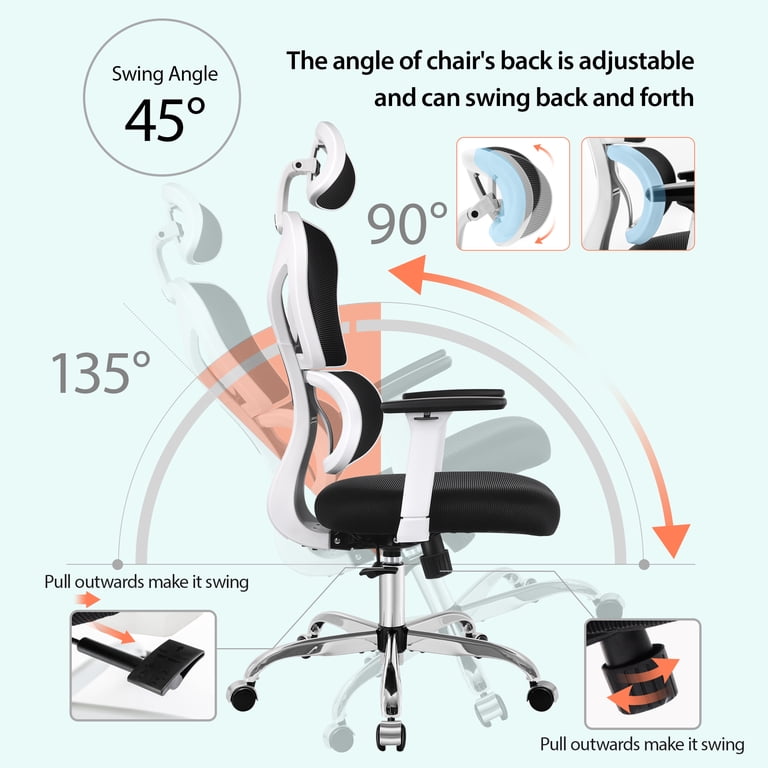 Eureka Ergonomic Mid-Back Desk Swing Chair with Armrests- Black