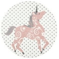 thumbnail image 2 of SAFAVIEH Carousel Kids Dalach Unicorn Area Rug, Ivory Gray/Pink, 6'7" x 6'7" Round, 2 of 11