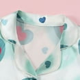 thumbnail image 4 of Children Girls Silk Pajamas Set Heart Printed Summer Pajamas Button Down Long Sleeve Top with Pants Classic Pajamas Set Girls Pajamas Size 4-5T, 4 of 6