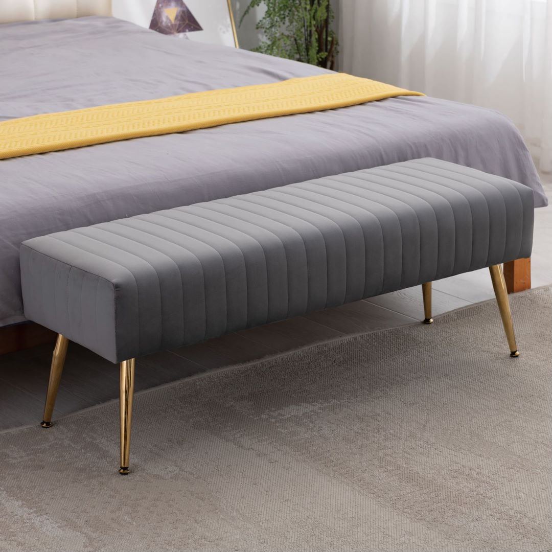 Furniliving Velvet Ottoman Bench For Bedroom And Living Room, Modern ...