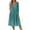 A007-Turquoise, variant on SAATLERI Midi Dresses for Women 3/4 Sleeve V Neck Boho Floral Print Sundresses for Women Lightweight A-Line Cocktail Loose Casual Midi Dress with Pocket