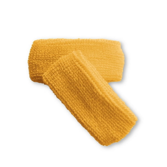 Couver Unisex 1 inch Thin Cotton Terry Wrist sweatbands (1 Pair) Gold