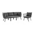 thumbnail image 3 of Modway Riverside 4 Piece Outdoor Patio Aluminum Set in Gray Charcoal, 3 of 7