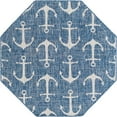 thumbnail image 7 of Unique Loom Outdoor Coastal Collection Area Rug - Ahoy (5' 3" Octagon Blue/Ivory), 7 of 7