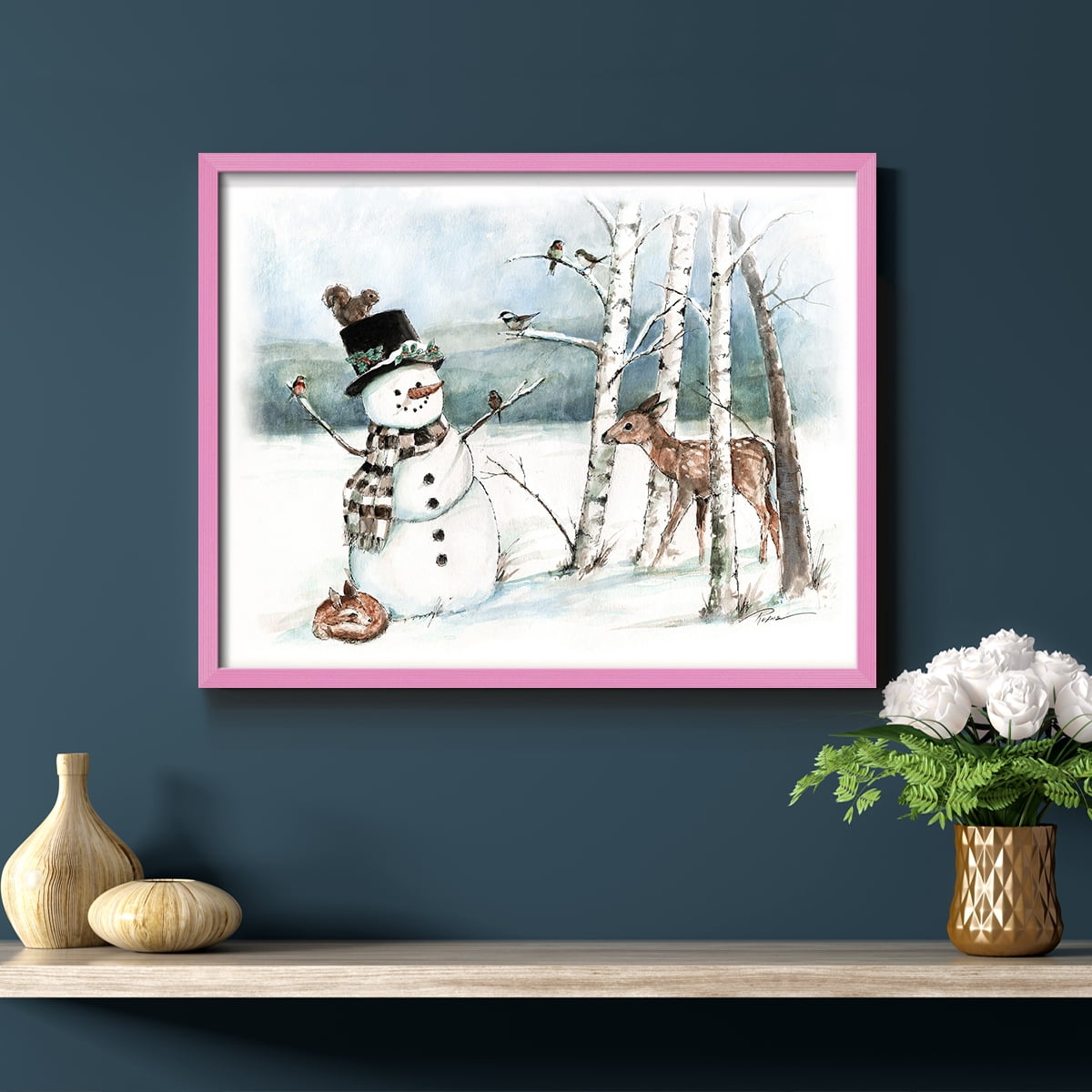 Snow Friends by Ruane Manning - Restickable Framed Giclée Print