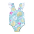 thumbnail image 1 of xiaxaixu Baby Girls Summer One-piece Swimwear Ruffles Shell Print Swimsuit, 1 of 9