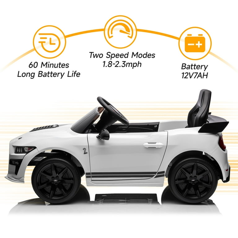 12V Ford Mustang Shelby Ride-On Car with Remote, Bluetooth, USB