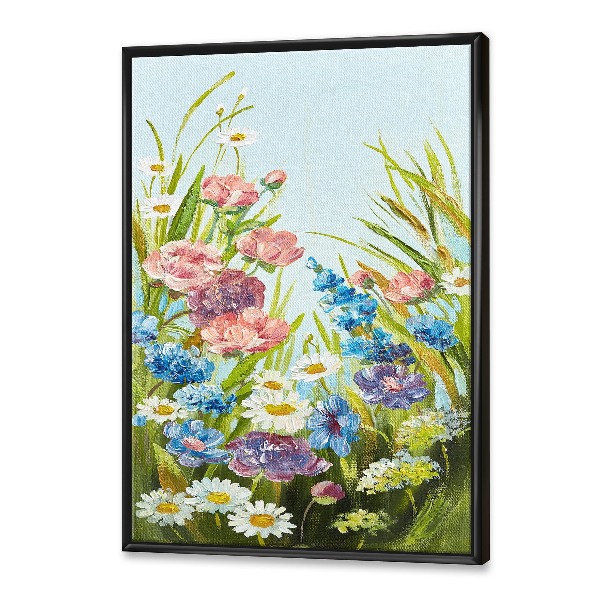Designart 'Still Life Of Colorful Wildflowers With Leaves III' Traditional Framed Canvas Wall Art Print