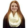 thumbnail image 1 of Peach Couture Hand Made Thick Ribbed Chunky Knit Infinity loop Scarves Ribbed White, 1 of 1