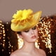 thumbnail image 5 of Sombrero de malla, mujeres niñas Derby cóctel de té tiara sombrero pastillero sombrero pinza de cabellero boda , AMARILLO Macarena sombrero tocado, 5 of 7
