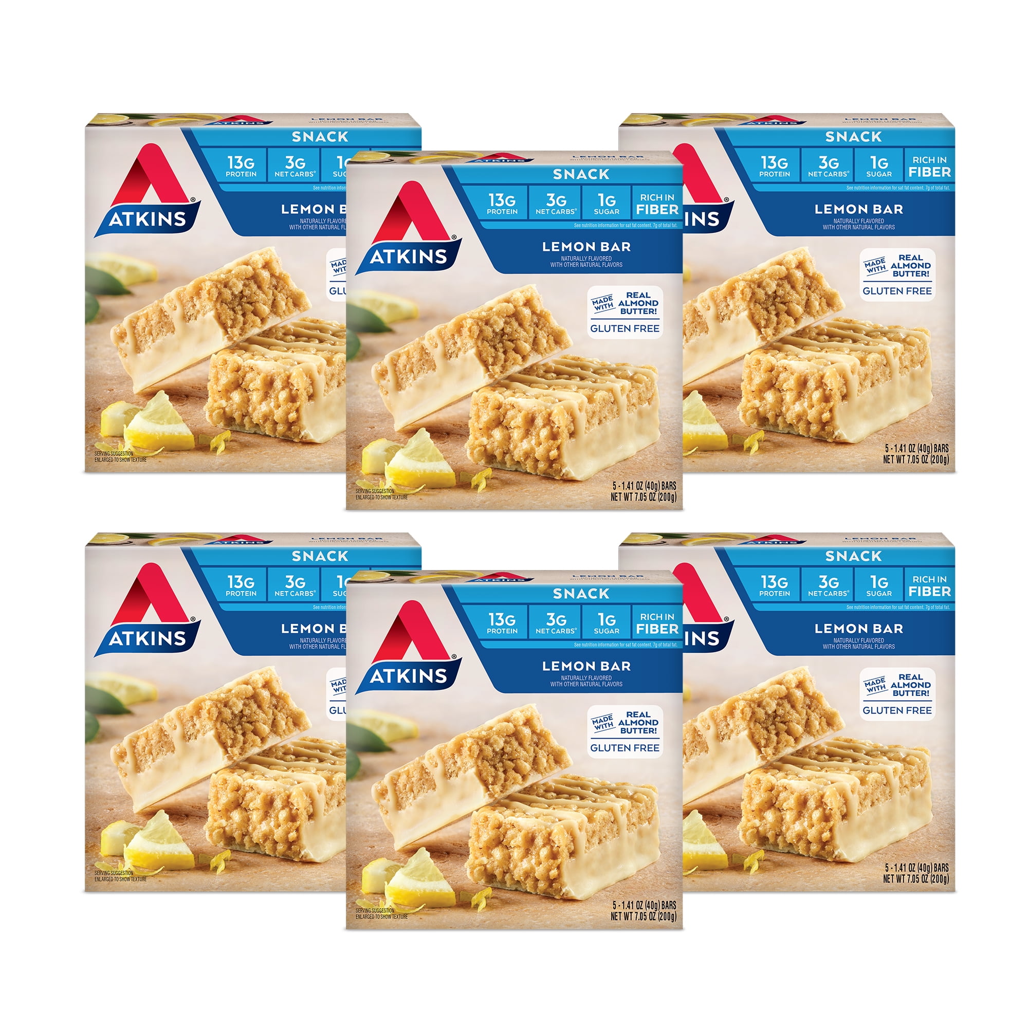 Atkins Gluten Free Snack Bar, Lemon Bar, Keto Friendly, 30 Count
